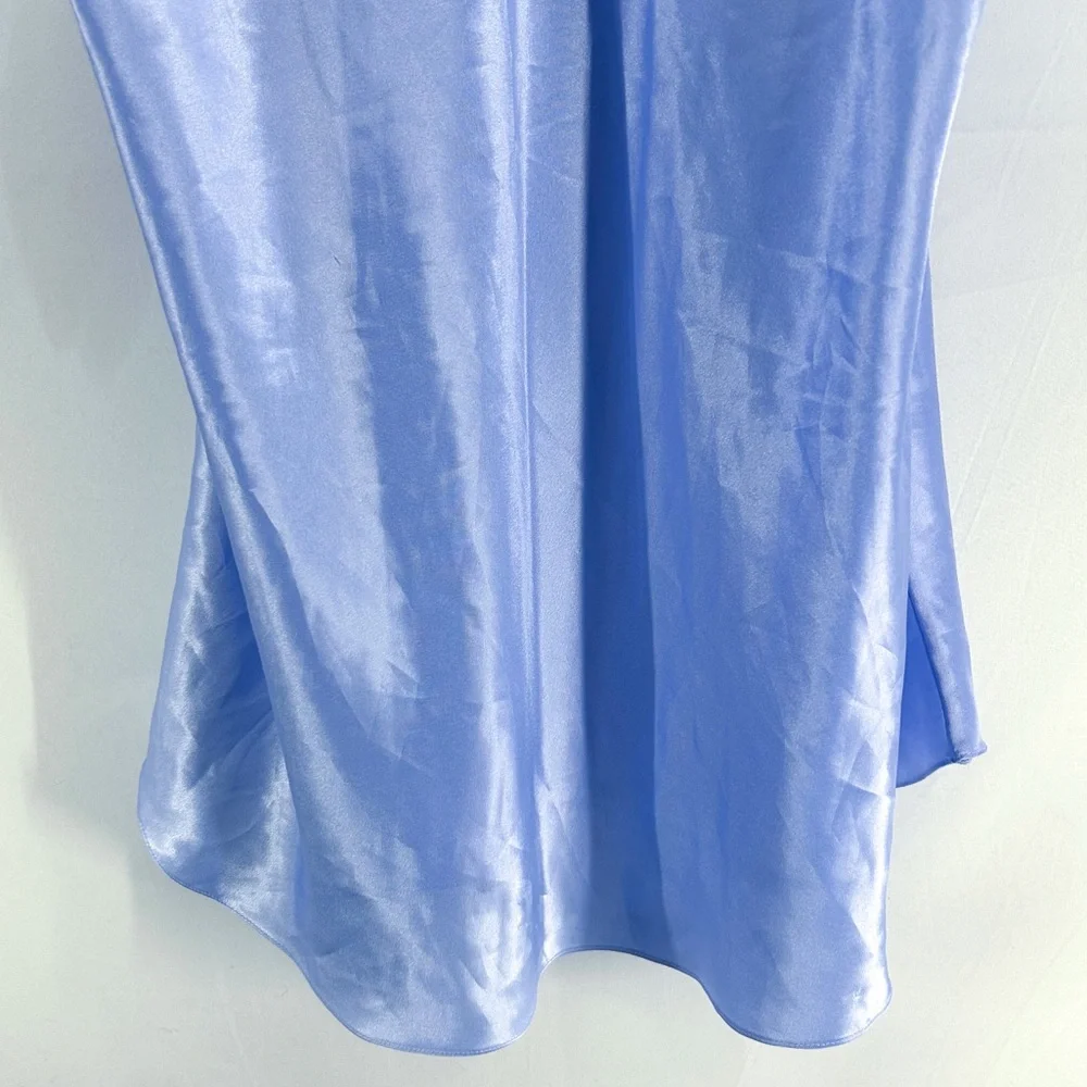 Vintage Laura Adams Baby Blue Satin Mini Slip Dress Large Coquette Sleepwear - Picture 3 of 5